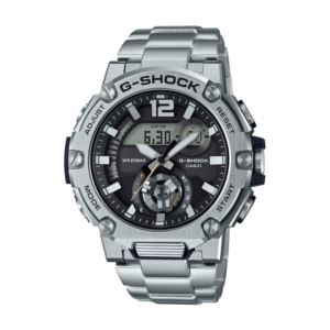 Mens+G-Steel+Carbon+Core+Silver-Tone+Ana%2FDig+Connected+Watch+Black+Dial