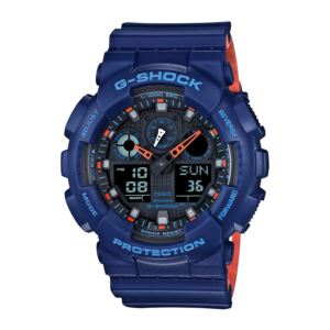 Mens+G-Shock+Ana-Digi+Blue+%26+Orange+Watch+Black+Dial