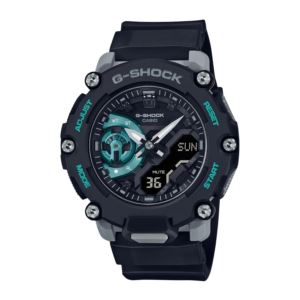 Mens+G-Shock+Analog%2FDigital+Black+%26+Teal+Carbon+Core+Guard+Watch+Black+Dial