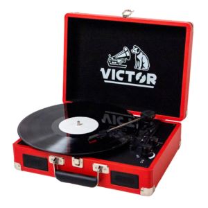 Victor+Metro+Dual+Bluetooth+Suitcase+Turntable+-+Red
