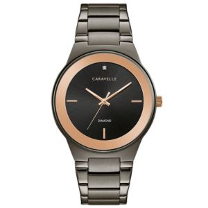 Mens+Modern+Gunmetal+IP+Stainless+Steel+Watch+Gray+Dial
