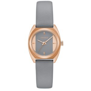 Ladies+Sport+Mini+Gray+Leather+Watch+Gray%2FRose+Gold+Dial
