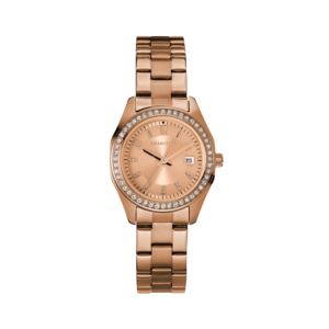 Ladies+Crystal+Rose+Gold-Tone+Stainless+Steel+Bracelet+Watch+Rose+Gold+Dial