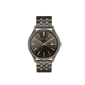 Mens+Gunmetal+Ion-Plated+Stainless+Steel+Watch+Gray+Dial