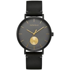Mens+Min+Max+Black+Leather+Watch+Gray+Dial