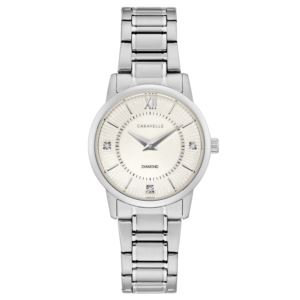 Ladies+Dress+Silver-Tone+Stainless+Steel+Crystal+Accent+Watch+White+Dial