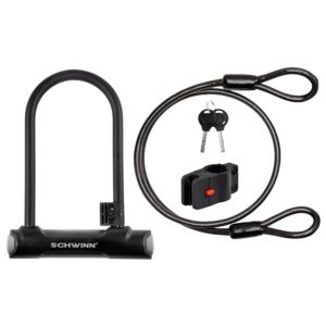 Schwinn+Max+U-Lock+with+Cable+for+Bicycles%2C+4%27+x+10mm+Cable%2C+Black