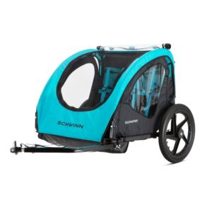 Schwinn+Shuttle+Foldable+Bike+Trailer%2C+2+Seats%2C+Teal%2FBlack