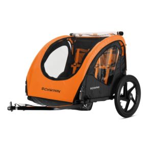 Schwinn+Shuttle+Foldable+Bike+Trailer%2C+2+Seats%2C+Orange%2FBlack