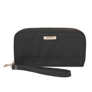 RFID+Blocking+Double+Zip+Clutch+Wallet+Black