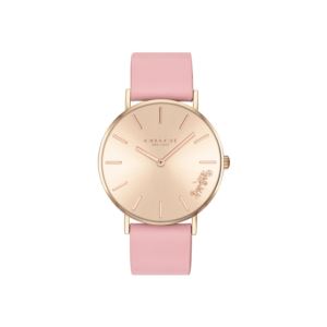 Ladies+Delancey+Pink+Leather+Strap+Watch+Gold-Tone+Dial