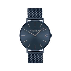 Mens+Charles+Navy+Mesh+Stainless+Steel+Watch+Navy+Dial