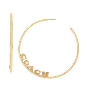 Signature+Pave+Logo+Hoop+Earrings+Gold