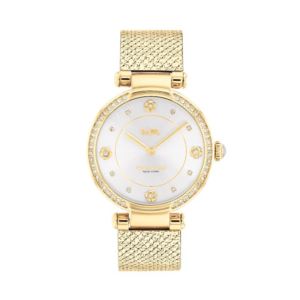 Ladies+Cary+Crystal+Gold-Tone+Stainless+Steel+Mesh+Watch+White+Dial