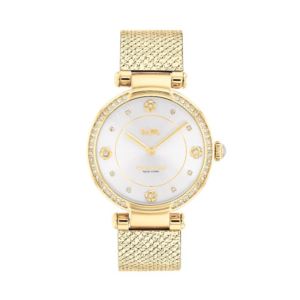 Ladies+Cary+Crystal+Gold-Tone+Stainless+Steel+Mesh+Watch+White+Dial