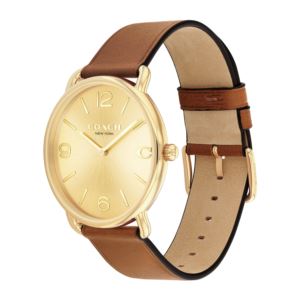 Mens%27+Elliot+Gold+%26+Brown+Leather+Strap+Watch+Gold+Dial