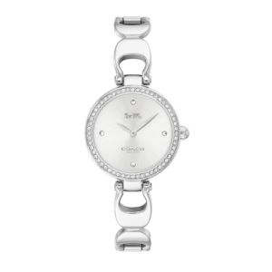 Ladies+Park+Silver-Tone+Stainless+Steel+Crystal+Bangle+Watch+Silver+Dial