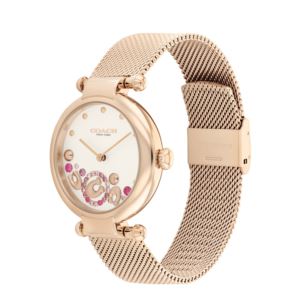 Ladies+Cary+Rose+Gold-Tone+Stainless+Steel+Mesh+Watch+Pink+Crystal+Accent+Dial