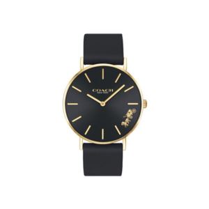 Ladies+Perry+Black+Leather+Strap+Watch+Black+Dial