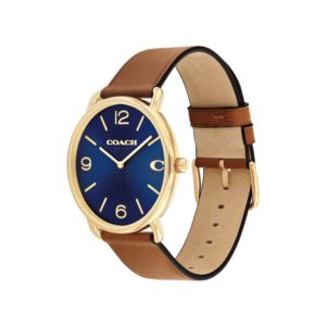 Mens%27+Elliot+Gold+%26+Brown+Leather+Strap+Watch+Navy+Dial