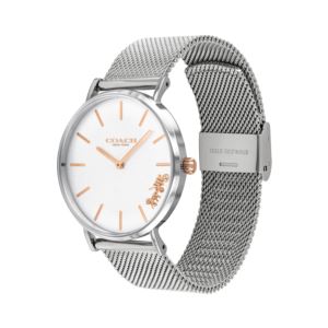 Ladies+Perry+Silver-Tone+Stainless+Steel+Mesh+Watch+Silver+Dial