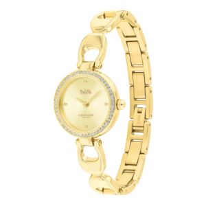 Ladies+Park+Gold-Tone+Stainless+Steel+Crystal+Bangle+Watch+Gold+Dial