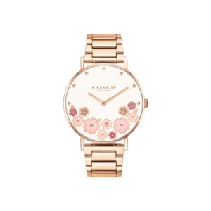 Ladies+Perry+Rose+Gold-Tone+Stainless+Steel+Watch+White+Tea+Rose+Dial