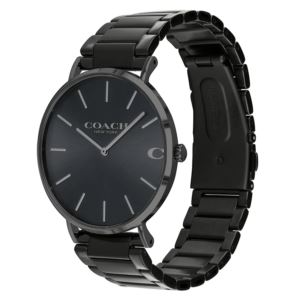 Mens+Charles+Black+Ion-Plated+Stainless+Steel+Watch+Black+Dial