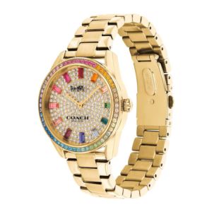 Ladies+Preston+Rainbow+Crystal+%26+Gold+Stainless+Steel+Watch+Crystal+Dial