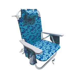 Folding+Beach+Chair+with+detachable+cooler+and+cup+holder+-+Blue+Flower