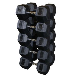 80+to+100+Lb.+Rubber+Dumbbell+Set