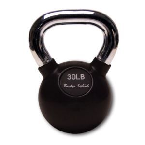 Chrome+Handle%2C+Rubber+Coated+Kettlebell+30+Lbs.