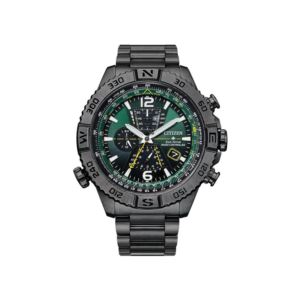 Mens+Promaster+Navihawk+A-T+Eco-Drive+Gray+IP+Watch+Green+Dial