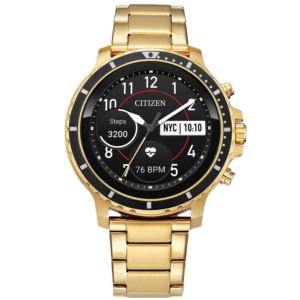 Mens+CZ+Smart+Gold-Tone+Stainless+Steel+Smartwatch
