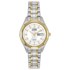 Ladies+Silhouette+Sport+Eco-Drive+Two-Tone+Watch+White+Dial