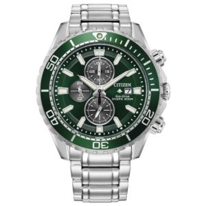 Men%27s+Promaster+Dive+Eco-Drive+Silver-Tone+Stainless+Steel+Watch+Green+Dial
