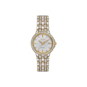 Ladies+Eco-Drive+Silhouette+Crystal+Watch+Two-Tone+Dial