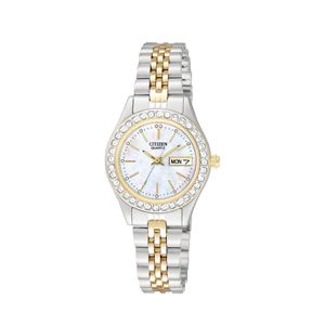 Womens+Two+Tone+Stainless+Steel+Watch+with+Crystal+Bezel