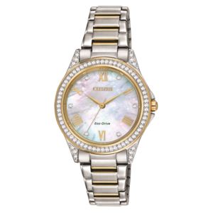 Ladies+POV+Eco-Drive+Two-Tone+Watch+Mother-of-Pearl+Dial