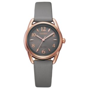 Ladies+Drive+Eco-Drive+Rose+Gold+%26+Gray+Leather+Strap+Watch+Gray+Dial