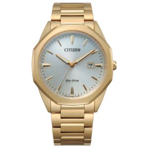 Mens+Corso+Eco-Drive+Gold-Tone+Watch+White+Octagon+Dial