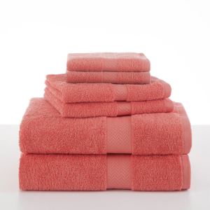 Ringspun+6pc+Towel+Set+Plus+Cotton+Bath+Rug+Coral