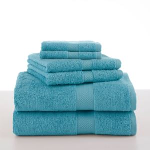 Ringspun+6pc+Towel+Set+Plus+Cotton+Bath+Rug+Island+Blue