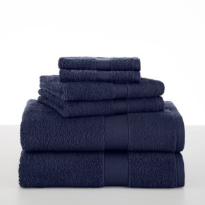 Ringspun+6pc+Towel+Set+Plus+Cotton+Bath+Rug+Midnight+Blue