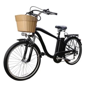 Glarewheel+City+Electric+Bicycle+26%22+Black+Straight+Bar