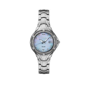 Ladies+Diamond+Solar+Silver-Tone+Stainless+Steel+Watch+Blue+Mother-of-Pearl+Dial