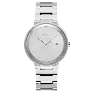 Mens+Essentials+Contemporary+Silver-Tone+Watch+Silver+Dial
