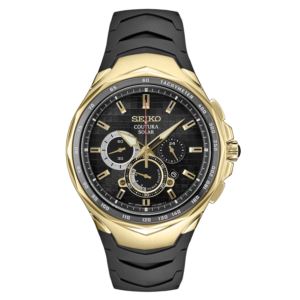 Mens+Coutura+Solar+Perpetual+Chronograph+Black+Silicone+Watch+Black+Dial