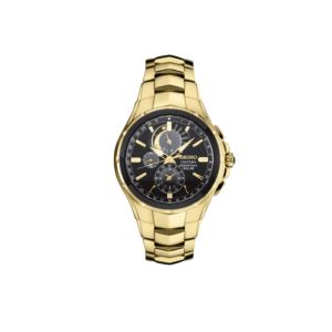 Mens+Coutura+Solar+Chronograph+Black+%26+Gold+Stainless+Steel+Watch+Black+Dial