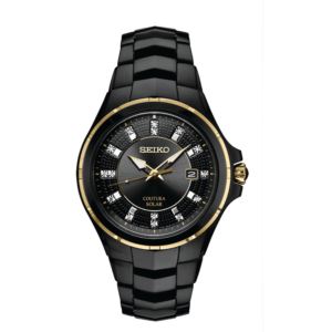 Mens+Coutura+Diamond+Solar+Black+Stainless+Steel+Watch+Black+Dial